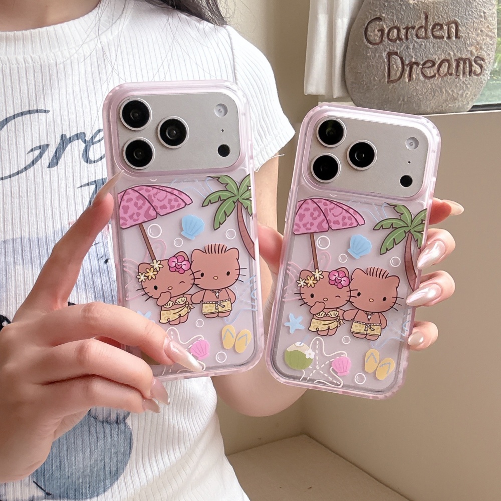 Phone Cases Beach - 豪華で可愛い漫画風ビーチバケーションスタイルのiPhone 17 Pro/16/15 Pro Max用透明ソフト耐衝撃保護ケース