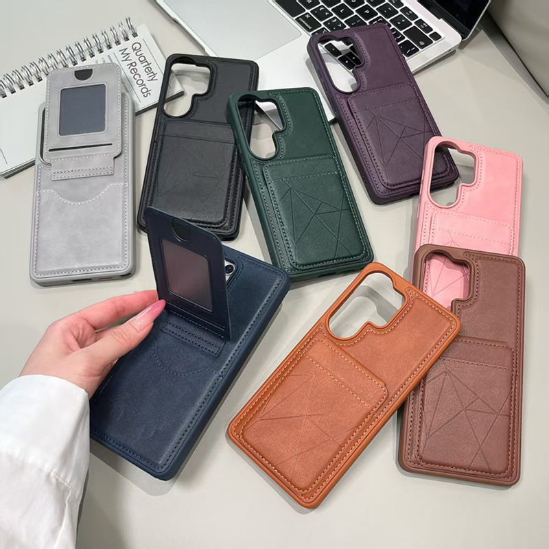 Phone Cases With Card Holder - 高級合成皮革カードホルダー付きスマホケース サムスンギャラクシーS26ウルトラ S22 S23 S24 S25プラスFE用