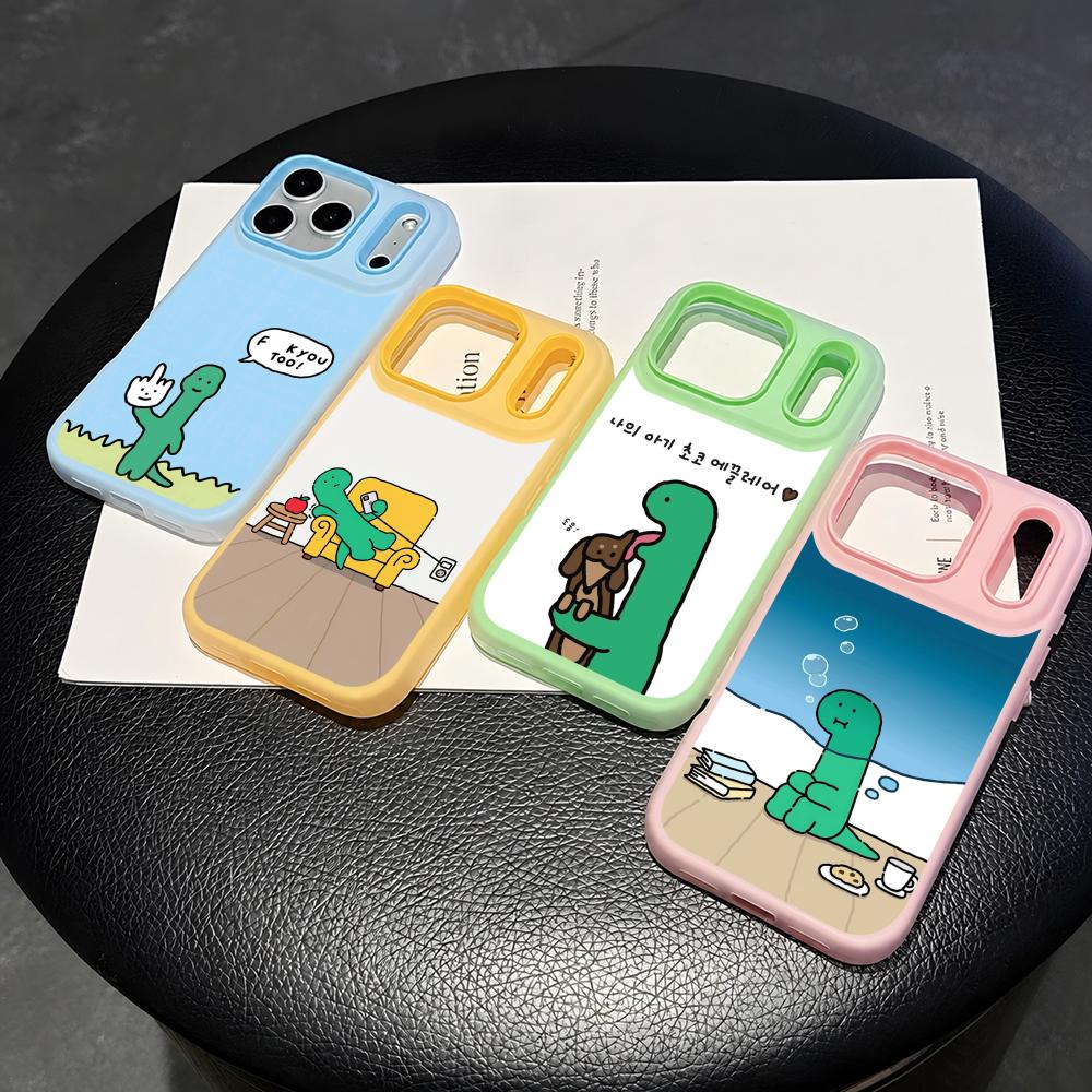 Phone Cases With Card Holder - J-JOGUMANスタジオ 恐竜 キュートなスマホケース 2-in-1 取り外し可能 クリア