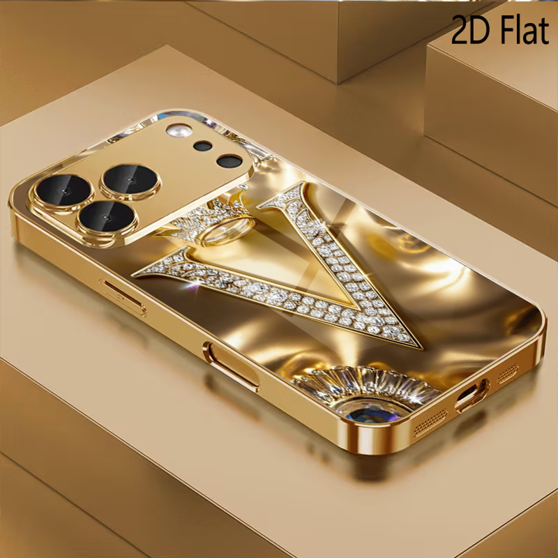 Phone Cases H&M - letterVプリント柄の強化ガラスデザインのiPhone16 17 Pro Max 15 14