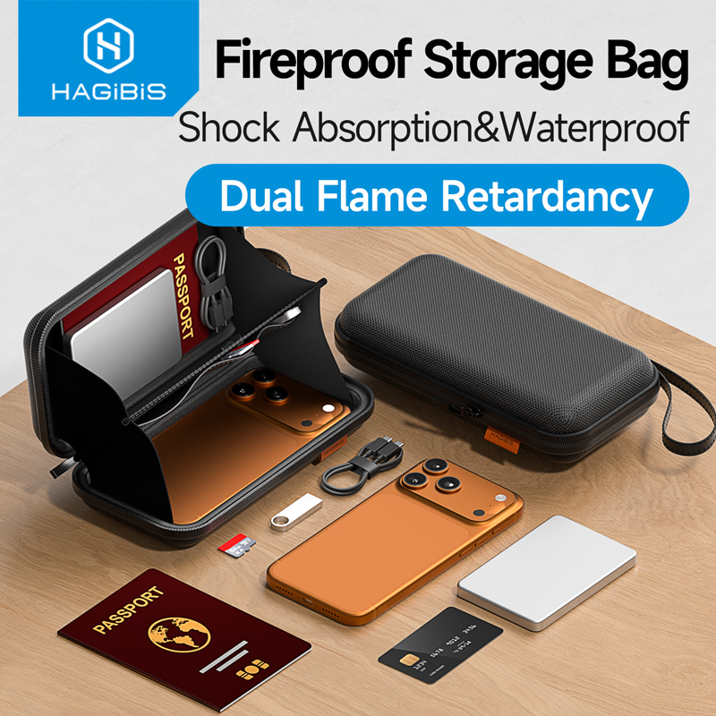Phone Cases Beach - ハギビス耐火収納バッグ、携帯電話、重要書類、現金、モバイルバッテリー用トラベルキャリングケース、ハードシェルポーチ、防水仕様
