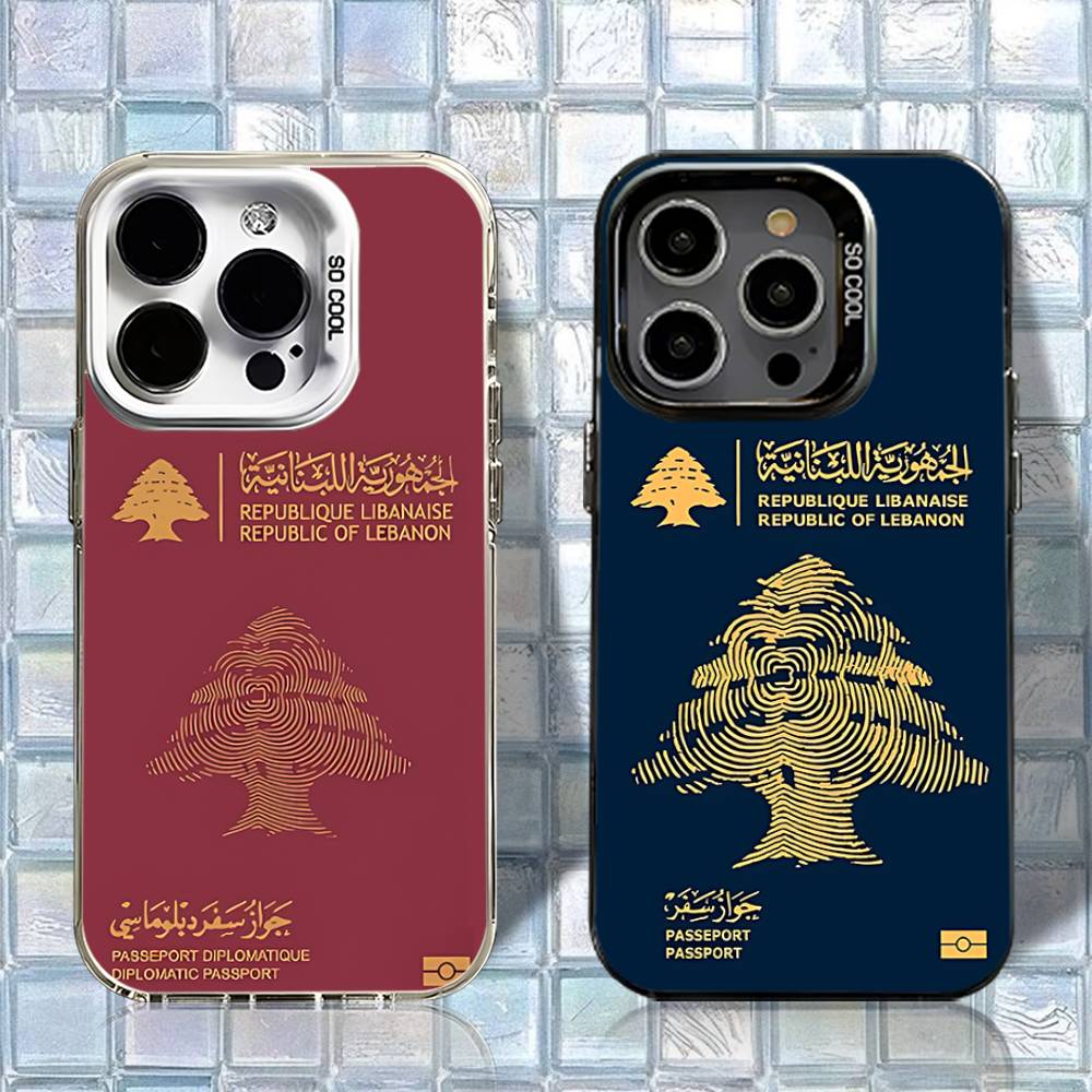 Phone Cases Lebanon - レバノンパスポート柄 iPhone 16,15,14,13,12,11,Pro,XS,Max,Plus,Mini,SE用スマホケース ホワイト ブラック マット