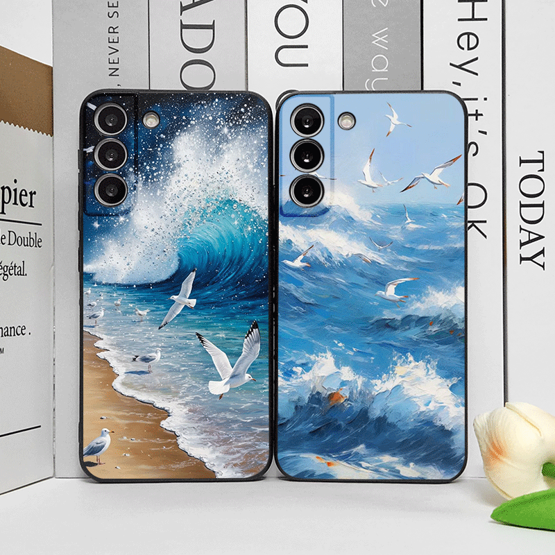 Phone Cases Beach - 夏のビーチ、青い海の波、鳥柄のソフトカバー付きスマホケース（Honor Huawei 400 200 Lite 100