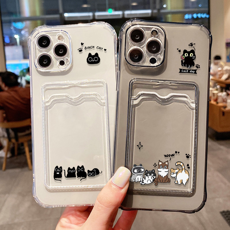 Phone Cases With Card Holder - かわいい黒猫のスマホケース iPhone 17 Pro Max 16