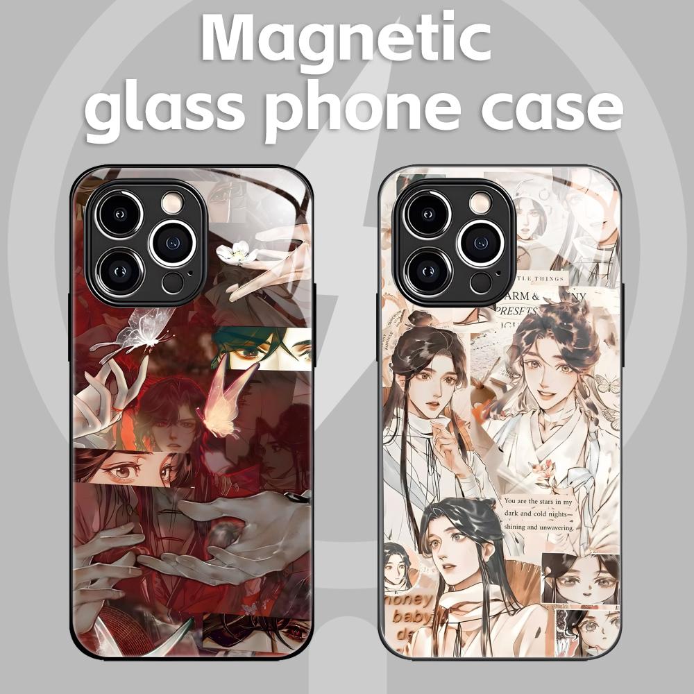 Phone Cases Iphone 15 - アニメ「天国の職人の祝福」iPhone 16/15/14/13/12/11/X/XR/XS/8 Plus/Mini/Pro/Max対応 ガラス製マグネット式スマホケース