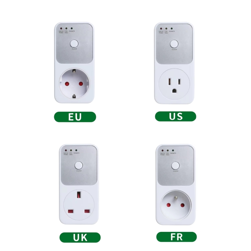 Phone Cases Uk - 電圧サージプロテクターソケット、家庭用キッチン冷蔵庫およびPC用、高電圧/低電圧保護、難燃性、US/EU/UK/FRプラグ付き