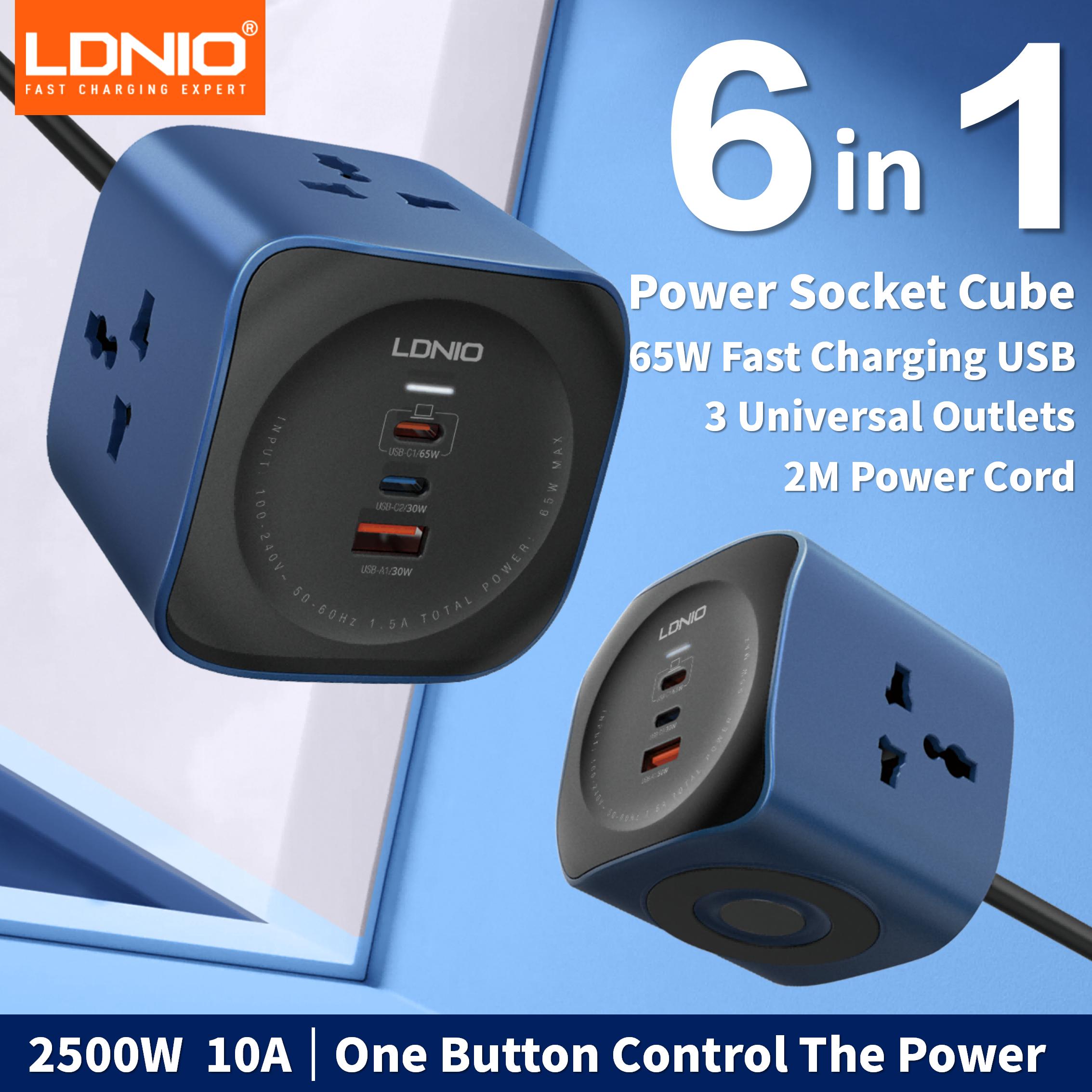 Phone Cases Uk - LDNIO 65W充電ステーション付きキューブ型電源タップ、2m延長コード、EU/UK/USプラグ、USB-Cアダプター、ソケット、サージプロテクター