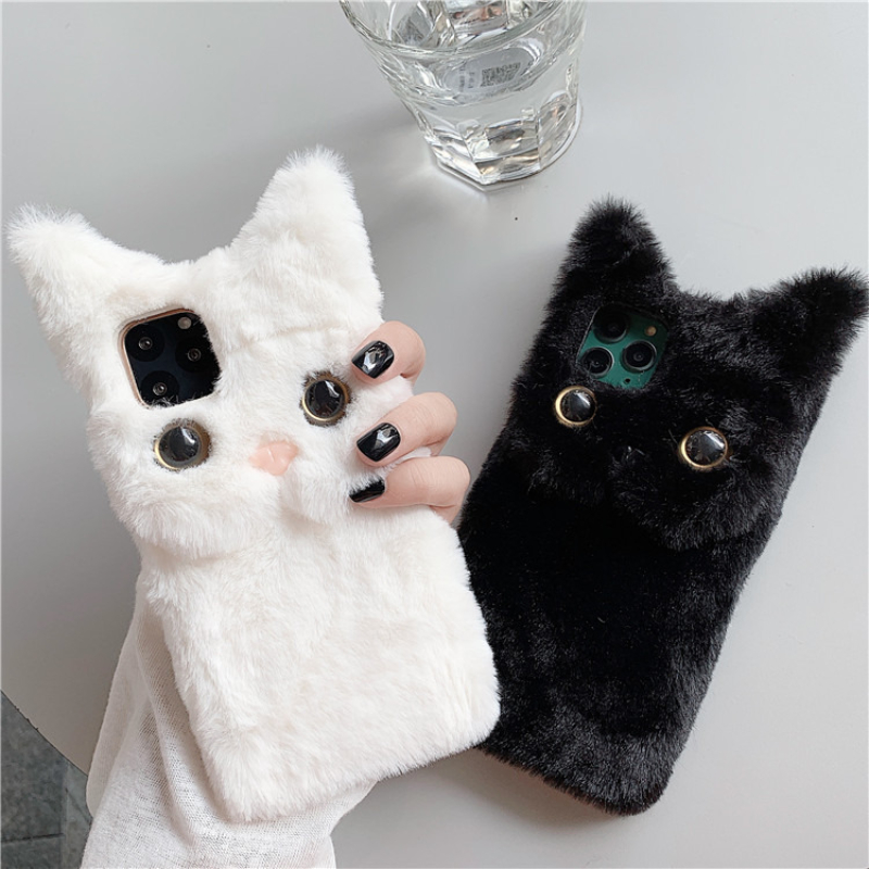 3Dキュートな漫画猫の毛皮のようなぬいぐるみ風スマホケース  - Phone Cases Iphone 15 のレビューと価格
