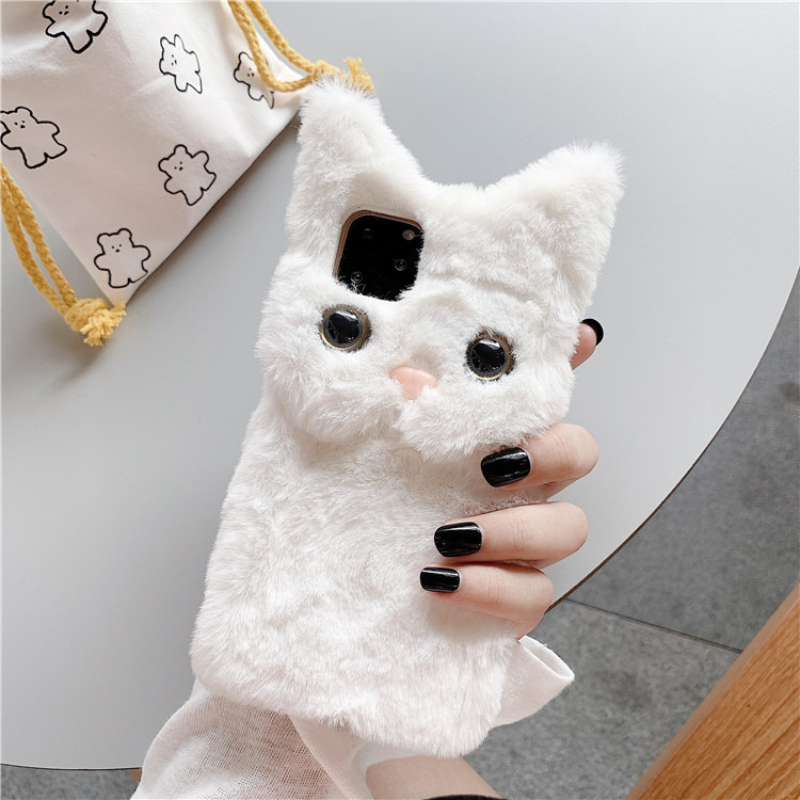 3Dキュートな漫画猫の毛皮のようなぬいぐるみ風スマホケース  - Phone Cases Iphone 15 のレビューと価格