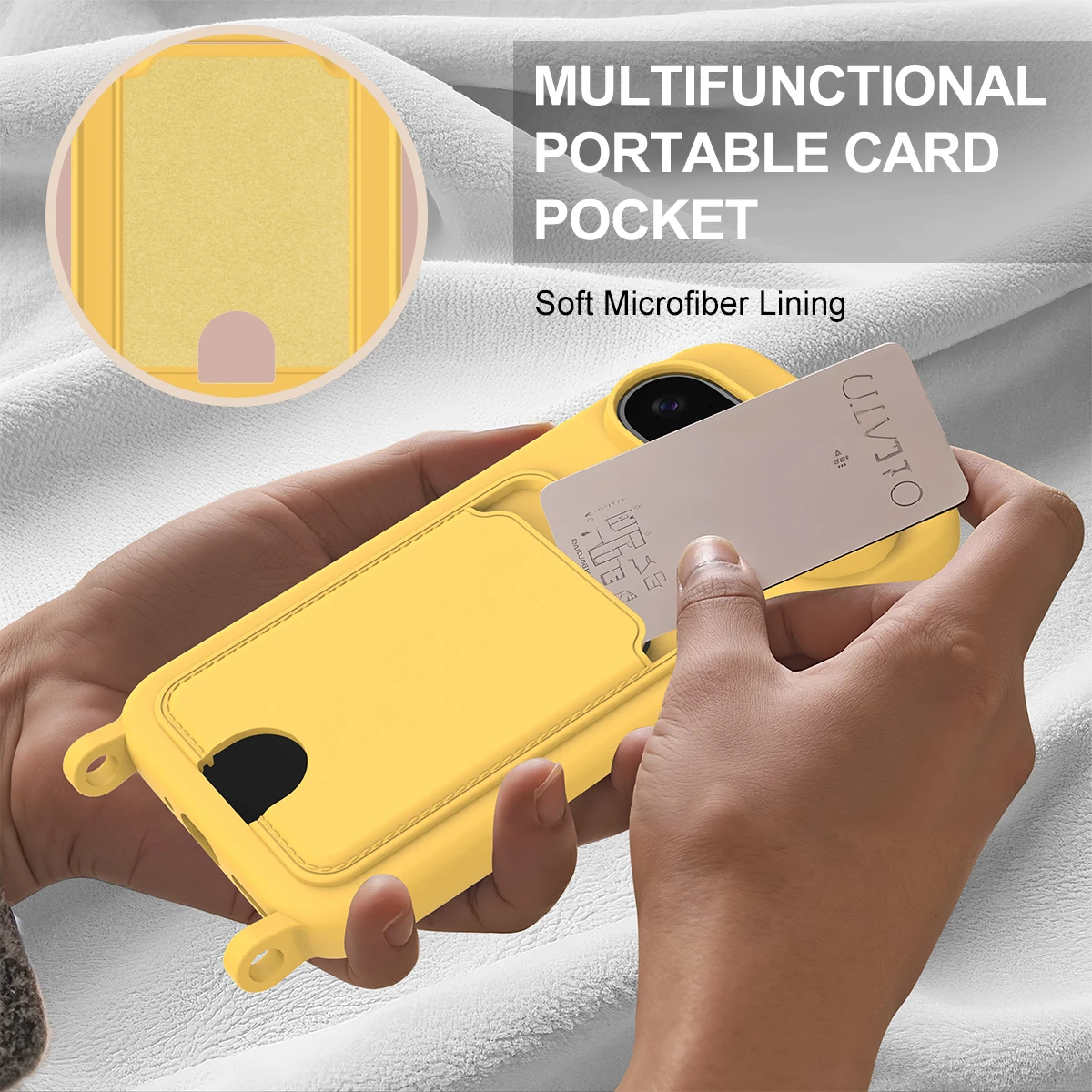 プレミアムランヤードロープ ソフトリキッドシリコン製スマホケ - Phone Cases With Card Holder のレビューと価格
