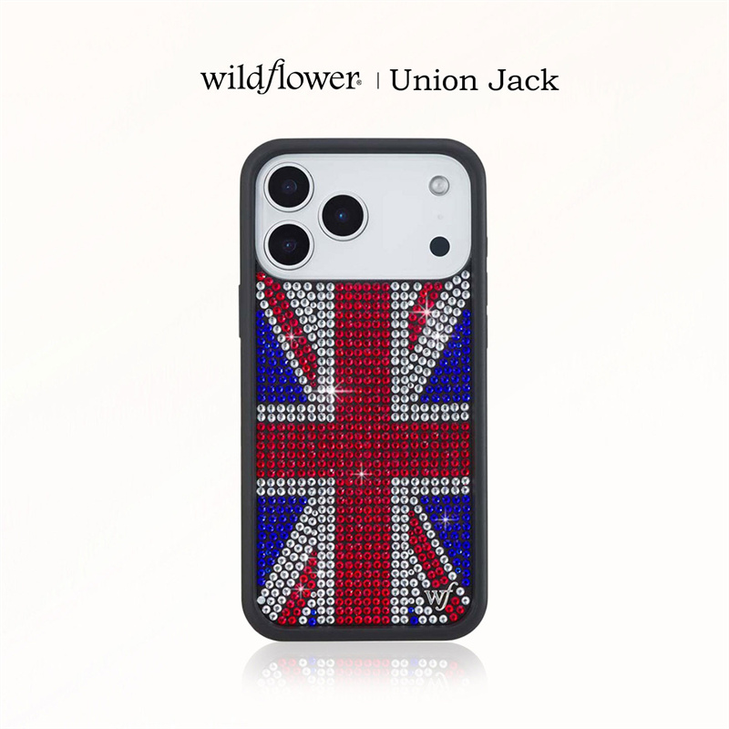 キラキラ輝くラインストーンのユニオンジャックと野花のデザイン - Phone Cases Uk のレビューと価格