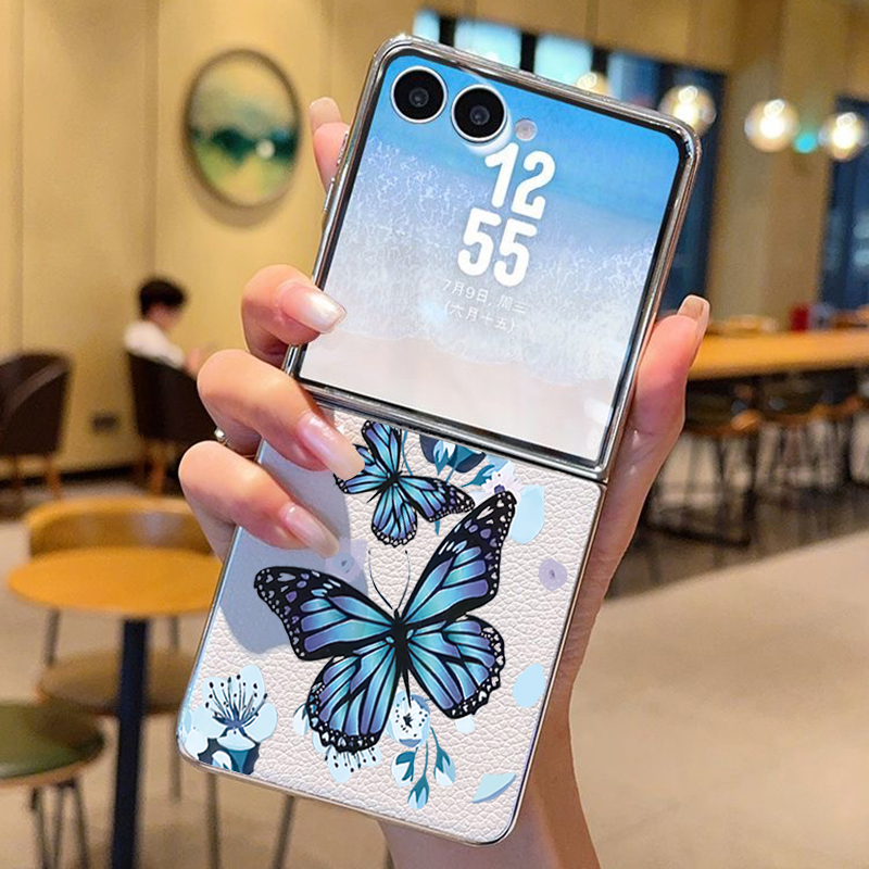 紫蝶柄PUレザー製スマホケース Samsung Galaxy - Flip Leather Case のレビューと価格
