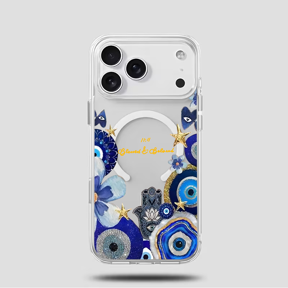青い邪眼と花柄のiPhoneケース iPhone 17 14 - Phone Cases Iphone 15 のレビューと価格