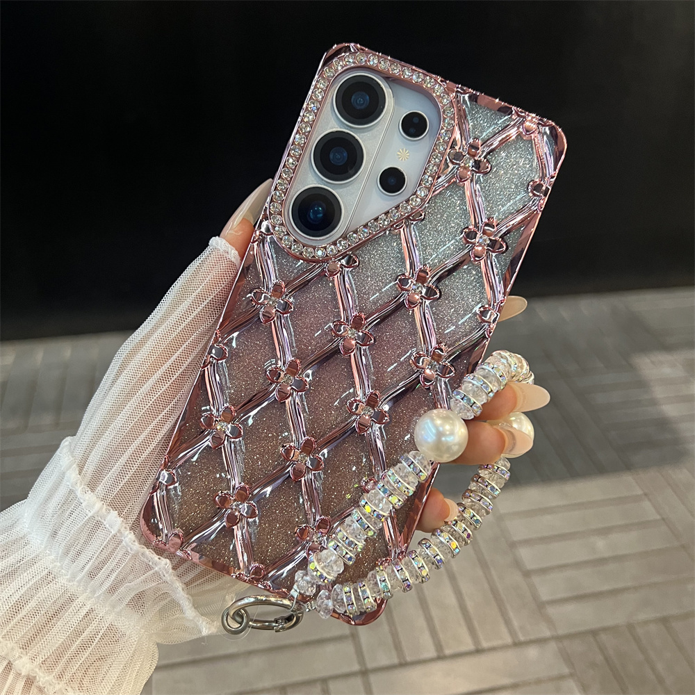 高級メッキフラワーグリッターラインストーンブレスレット付きス - Luxury Plating Case のレビューと価格