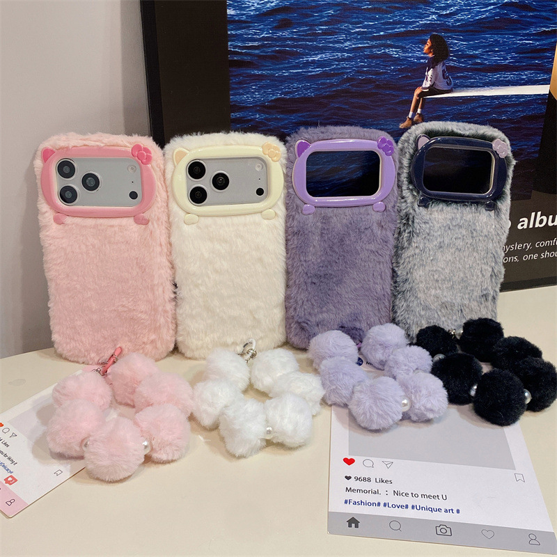 高級感のある無地のファー素材のプラッシュフォンケース iPh - Phone Cases Iphone 15 のレビューと価格