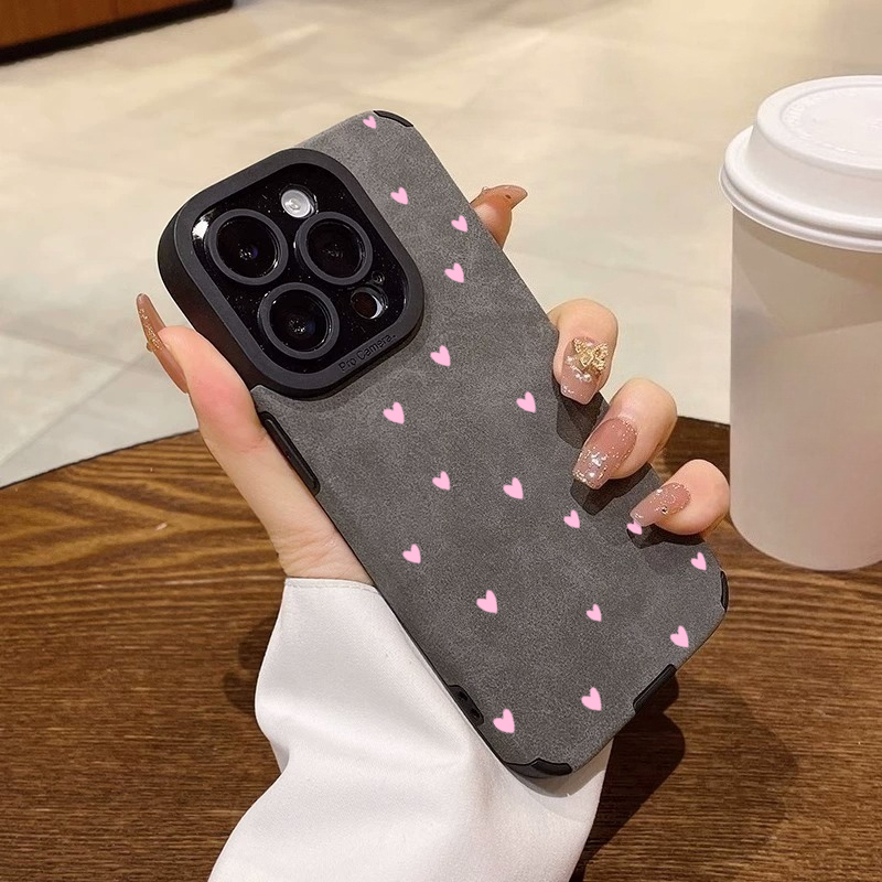 ファッションピンクハート柄スマホケース iPhone 15  - Phone Cases Trending のレビューと価格
