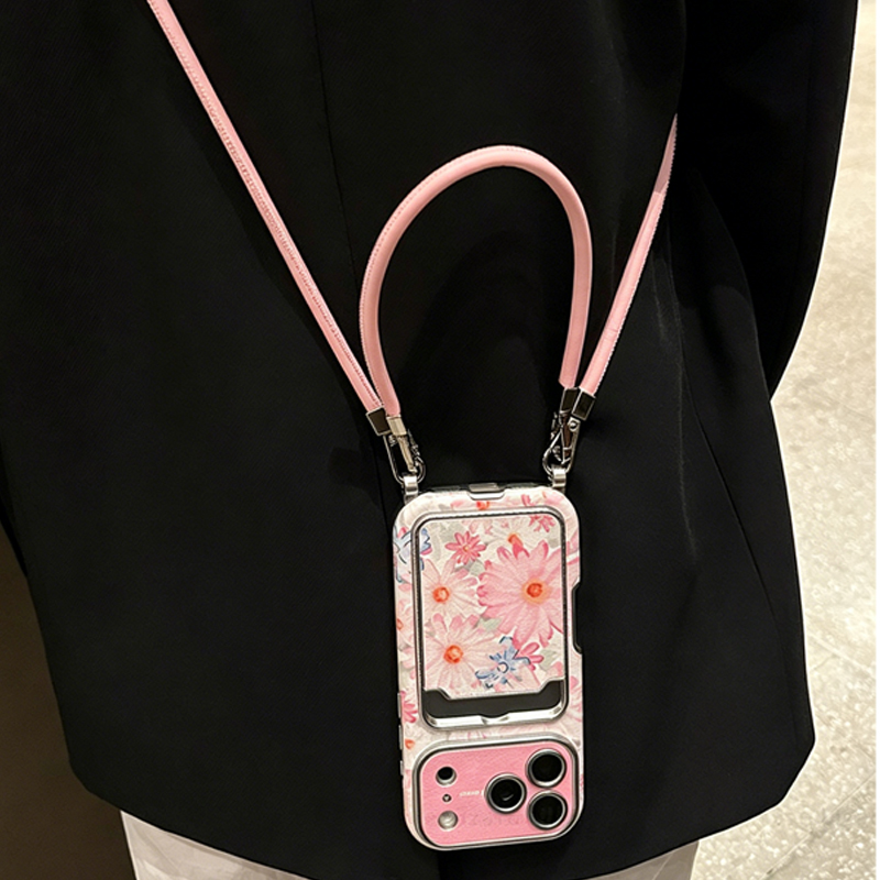 ピンクの花柄フェイクレザー風カードホルダー付きスマホケース、 - Phone Cases With Card Holder のレビューと価格
