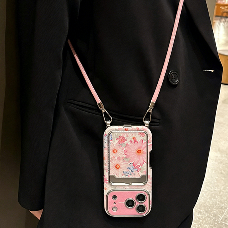 ピンクの花柄フェイクレザー風カードホルダー付きスマホケース、 - Phone Cases With Card Holder のレビューと価格