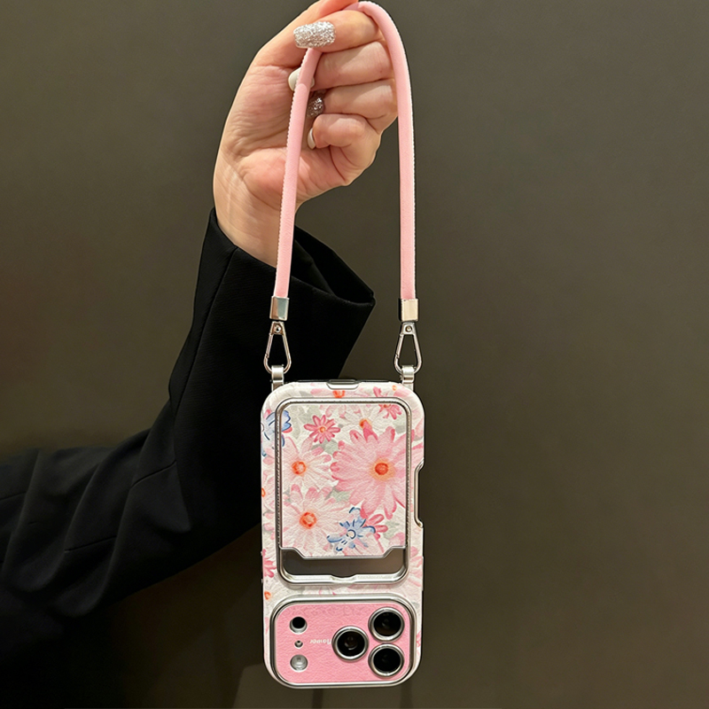 ピンクの花柄フェイクレザー風カードホルダー付きスマホケース、 - Phone Cases With Card Holder のレビューと価格
