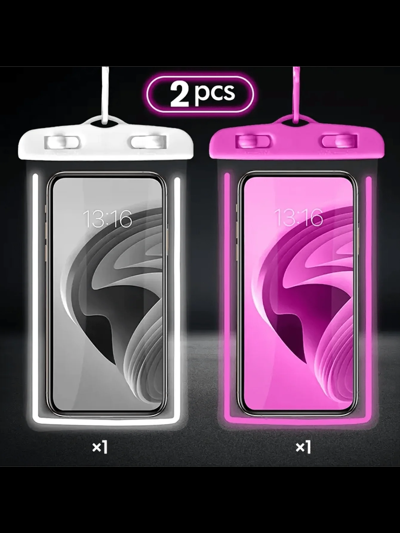 2個セット 発光防水スマホケース タッチスクリーン対応 透明 - Phone Cases Beach のレビューと価格