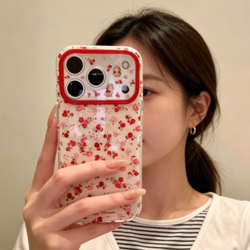 可愛らしい漫画風の赤い花柄のiPhoneケース（iPhone - Phone Cases Trending のレビューと価格