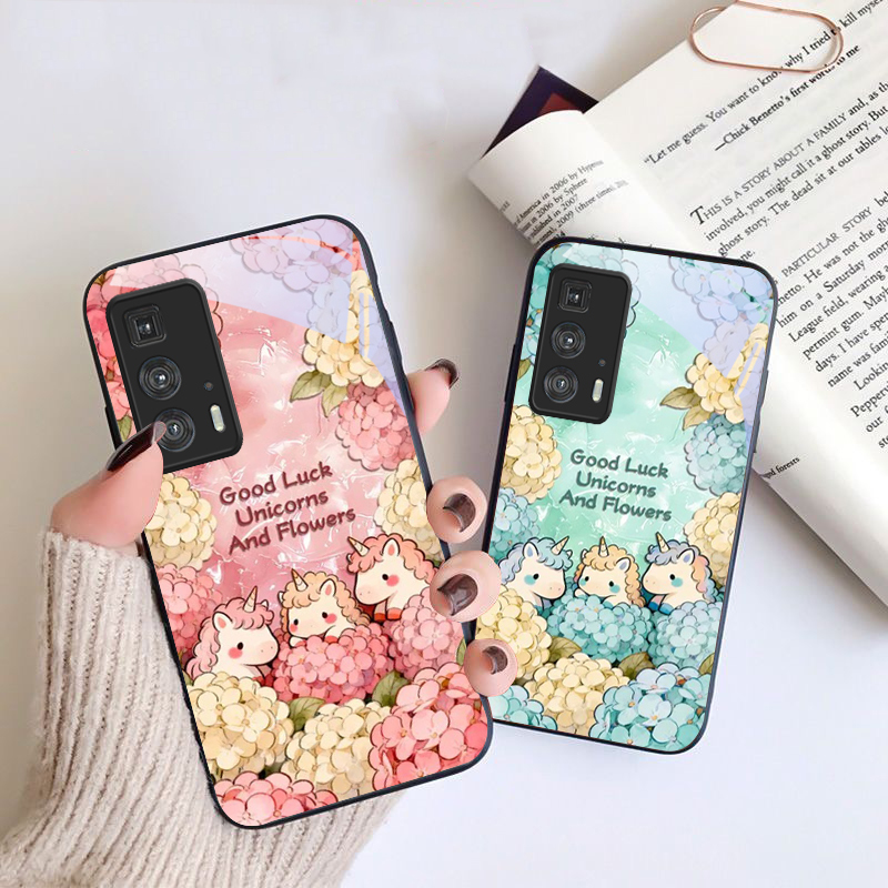 かわいいピンクのユニコーン柄のガラス製スマホケース Moto - Phone Cases Moto G のレビューと価格