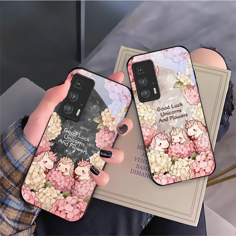 かわいいピンクのユニコーン柄のガラス製スマホケース Moto - Phone Cases Moto G のレビューと価格