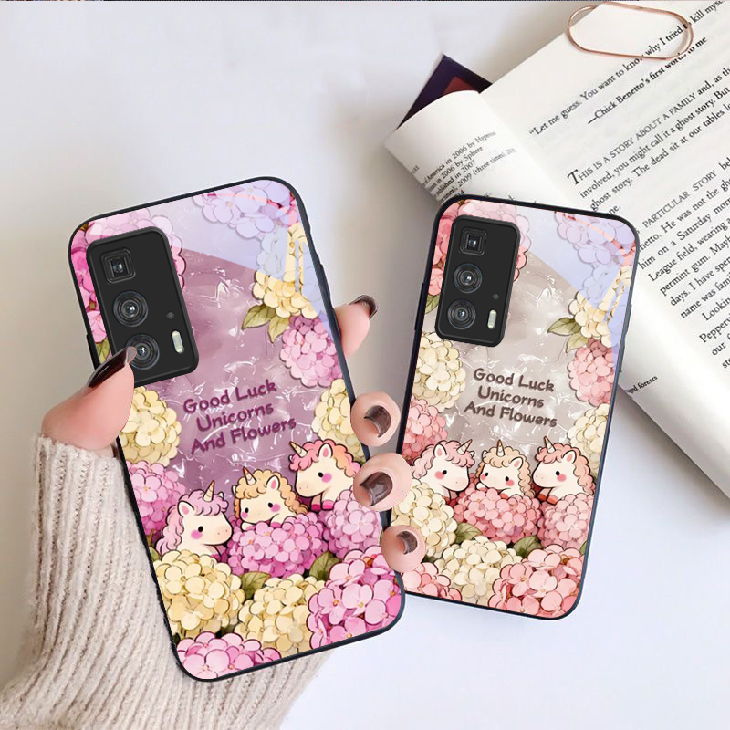 かわいいピンクのユニコーン柄のガラス製スマホケース Moto - Phone Cases Moto G のレビューと価格