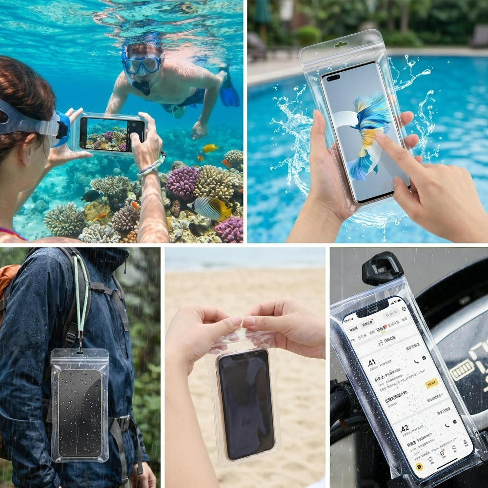 ユニバーサル3サイズ透明防水携帯電話ダストバッグ厚手ジッパー - Phone Cases Beach のレビューと価格