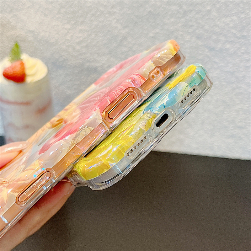 ファッションオイルペイント花柄ウェーブフォンケース iPho - Phone Cases Trending のレビューと価格